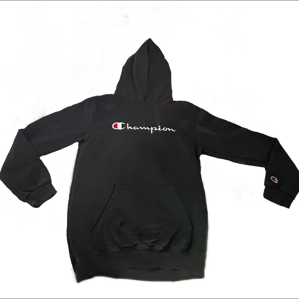 youth black champion hoodie
